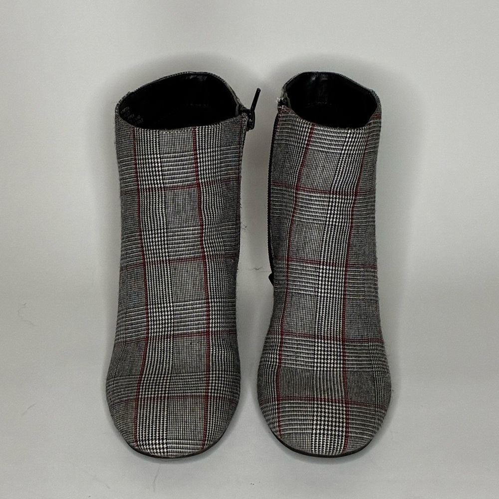 Kelly & Katie Plaid Ankle Boots - Black, Gray, and Red